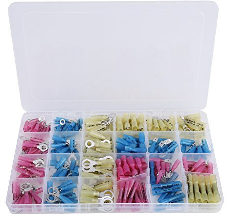 Lot de 240 connecteurs thermorétractables isolés thermiques et électriques avec bornes de fils Rouge & Bleu & Jaune