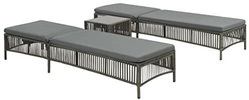 vidaXL Sonnenliegen Set 5-tlg. Poly Rattan Gartenliege Liegestuhl Relaxliege