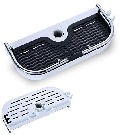 JOHO Étagère Douche avec Support de Douchette qui peut se déplacer librement de haut en bas sans percer de trous, adaptée aux colonnes de douche d'un diamètre de 24 mm pour Salle de bain.