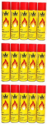 REX Feuerzeuggas 15x 300ml Nachfüllgas Propan-Butan Gas Feuerzeug