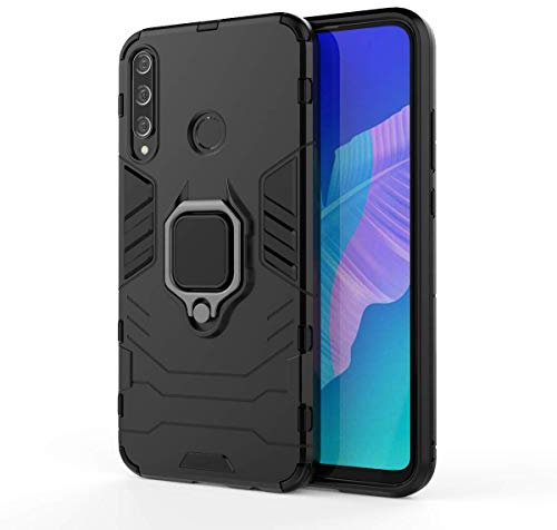 MHHQ per Huawei Y7P/P40 Lite E Custodia, 2 in 1 Armour Stile Resistente Hybrid Dual Layer Armatura Defender PC + TPU Case Cover con Supporto Magnetico per Auto per Huawei Y7P/P40 Lite E -all Black