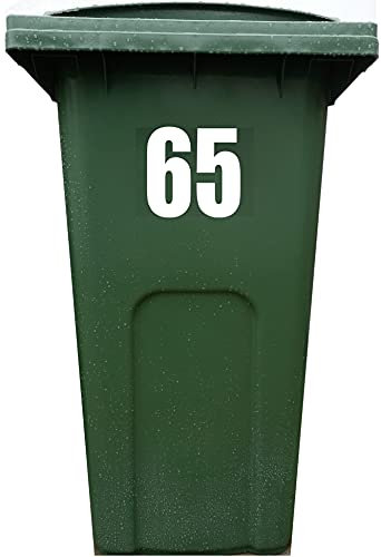 4X Bin Sticker Vinyl Number 1-99 Large Recycling Box Wheelie Self Adhesive (65)