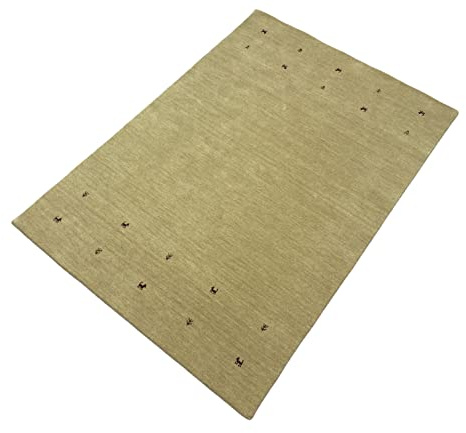 WAWA TEPPICH Handgewebter Wollteppich Beige 140 x 200 cm T3 | Handgefertigter Designteppich aus Wolle für vielseitige Wohnbereiche