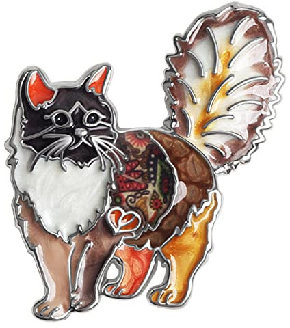 DOWAY Broche chat en émail à motif floral pour femme, Émail, Grès