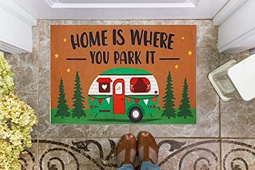 NA Door Mat Indoor Front Home Is Where You Park It Indoor And Outdoor Doormat Warm House Gift Welcome Mat Gift For Camping Lovers Gift For family Home Room Decor Decoration Gifts