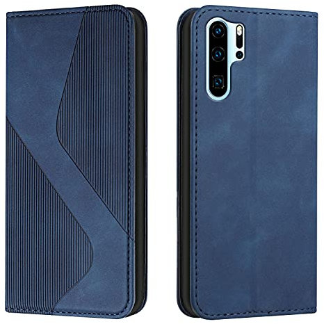 Mo-Somnus Kompatibel mit Huawei P30 Pro Hülle, Magnet PU Leder Flip Wallet Case Tasche Handyhülle, Stoßfeste Schutzhülle Huawei P30 Pro Brieftasche Klapphülle mit [Kartenfächer] (Blau)