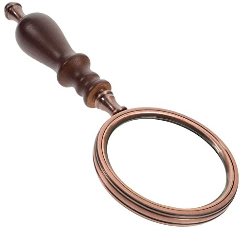 Healvian Lupe 10X Antike Handlupe Glas mit Holzgriff Leselupe für Ältere Menschen Leseschmuck Home Office