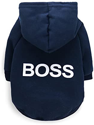 LtuzPet Hund Hoodie Boss Druck Hund Pullover Weiche Fleece Haustier Kleidung Warme Hund Jacke Mantel