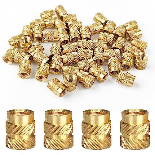 100dadi Inserto filettato,Zigrinato Ottone SENJWARM M3,zoccoli filettati in ottone M3x5,7x4,6 Dadi dal calore per stampante 3D Dadi zigrinati con filettatura femmina,e per parti in plastica