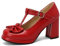 Scarpe Mary Jane da Donna con Tacco Largo, Pompe al Tallone Alto Punta Rotonda Fibbia Vestito Pumps con Plateau con Cinturino a T Bowknot Classico Lhvayh Rosso Numero 36 EU