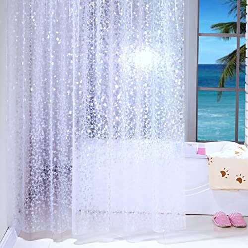 Beydodo Rideau de Douche 120 x 200 Transparent, Rideau de Douche Peva Rideaux de Douche Lavable Anti Moisissure avec Crochets
