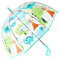 Meichoon Kinder Regenschirm mit langem Griff Cartoon Dinosaurier-Muster Bogen 70cm/27in Dome 8 Umbrella Bones Windproof Anti-Fall Ein Knopf zu öffnen für 3-8 Jahre alte Kinder Blau