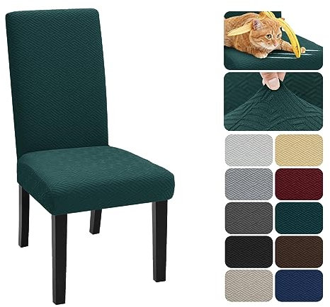 XINEAGE Stuhlhussen 2er Set, Stretch Stuhlhussen für Esszimmerstühle, Universale Stuhlhussen Waschbar Abnehmba für Hotel, Zeremonie, Bankett, Restaurant, Zuhause (Dunkelgrün)