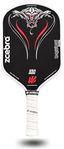 Zcebra Pala de Pickleball Black Mamba Pura Fibra de Carbono Polipropileno Superficie Rugosa 16 mm USA Pickleball Approved