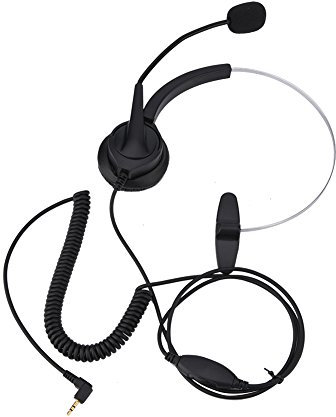 Bewinner Trådlöst telefonheadset – universell kompatibilitet telefonheadset – 360° öronskydd, stretchigt pannband – bekvämt att bära – 2,5 mm telefonheadset