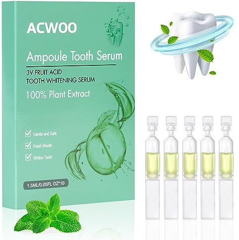 ACWOO TLOPA Ampullenzahnpasta, 10 Stück TLOPA Ampullenessenz Zahnpasta, 3V Fruchtsäure Zahnaufhellung Einwegessenz, Ampullenzahnserum Entfernung von Zahnstein und Plaque, 1.5 ml