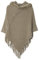 JFAN Strick Ponchos mit Damen Kapuze Cape Pullover Fransen Strickpullover Vielseitiger Kapuzen Schal Warm Coat Hoodie Khaki One Size