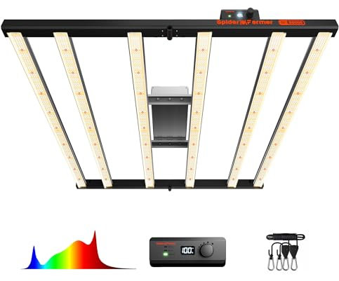 Spider Farmer G5000 LED Grow Lampe 480W mit 2502pcs Dioden LED Pflanzenlampe Vollspektrum Grow Light Dimmbare Daisy Chain Wachstumslampe für Gemüse Blume 120x120CM Abdeckung 2,85 μmol/J