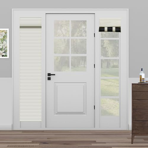 Muamar French Door Curtains, Blackout White 12x80 Inch, Privacy Front Window Blinds, Bedroom Office Thermal Insulated Tie Up Shade 1 Panel