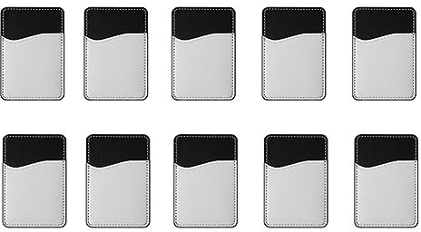 Durratou 10-teiliges Sublimationsrohling-Set, Handy-Brieftaschen-Set, PU-Leder, Kartenhalter-Set für die Rückseite des Handy-Sticks, DIY-Rohlinge für Vinyl-Projekte