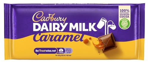 Cadbury Dairy Milk Caramel Chocolate Bar, Creamy Dairy Milk and Golden Caramel, 120g