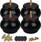 Btowin 2.4 Inch / 6cm Solid Wood Furniture Legs, 4Pcs Black Round Gourd Wooden Bun Feet with Threaded M8 Hanger Bolts & Mounting Plate & Screws for Sofa Couch Cabinet Chair Ottoman