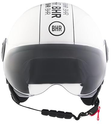 BHR Casco Demi-Jet 835 SPECIAL - Casco Scooter Omologato ECE 22.06 con Visiera a Occhiale Antigraffio - Sgancio Micrometrico e Guanciali Removibili - Cool White M