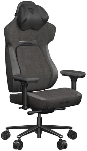 ThunderX3 CORE Loft - Ergonomischer Gaming Stuhl, Sitzfläche neigbar, Lendenwirbelstütze, Memory Foam Kopfstütze, Fußstütze, Stoffbezug - Dunkelgrau