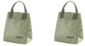 2 Set Thermo-Papier-Lunch-Tasche, Kühltasche, isolierte Box, Damen, wiederverwendbar, Snack-Tasche, Grün, 20 x 16 x 26 cm