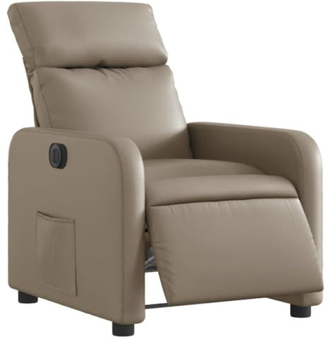 vidaXL Relaxsessel, Sessel mit Liegefunktion Elektrisch, Fernsehsessel Liegesessel für Wohnzimmer, Ruhesessel Polstersessel, Cappuccino-Braun Kunstleder
