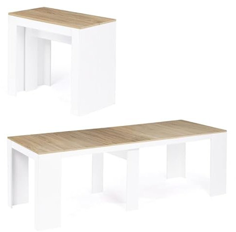 IDMarket - Table Console Extensible Orlando 10 Personnes 235 cm Bois Blanc et façon hêtre