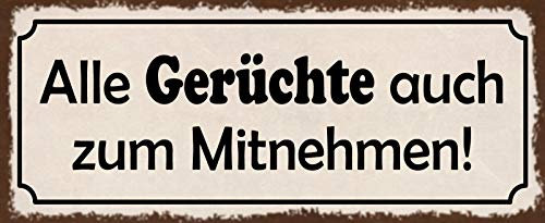 AGDeko® Holzschild 27x10 cm alle Gerüchte auch zum Mitnehmen