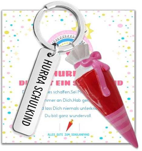ENSTAB Einschulung Geschenk Mini Schultüten Füllung Schulanfang Geschenk Schulkind mit Grußkarte GeschenkboxGeschenk (Schultüten-Rot)
