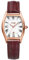JewelryWe Damenuhr Leder Rechteckige Uhr: Damen Vintage Datum Kalender Analog Quarz Armbanduhr Frauen Rot Lederarmband Geschäft Lässige Uhr mit Römischen Ziffern Tonneau Zifferblatt