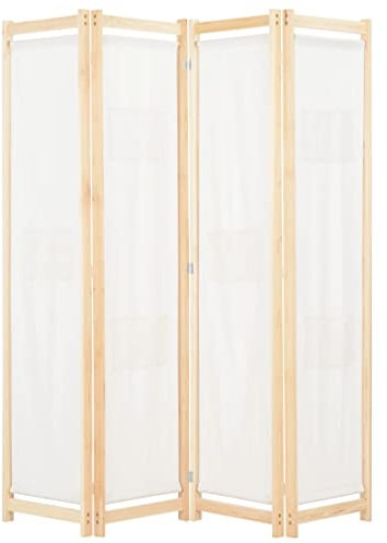 Paravent Outdoor Wetterfest Blackout Curtain 4-teiliger Raumteiler Cremeweiß 160 x 170 x 4 cm Stoff