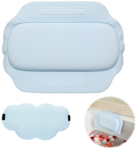 Oreiller de Baignoire Repose Tete, Coussin Baignoire Ventouse, Oreiller Ergonomique de Baignoire Imperméable avec Masque de Sommeil pour Baignoire, Piscine, Spa
