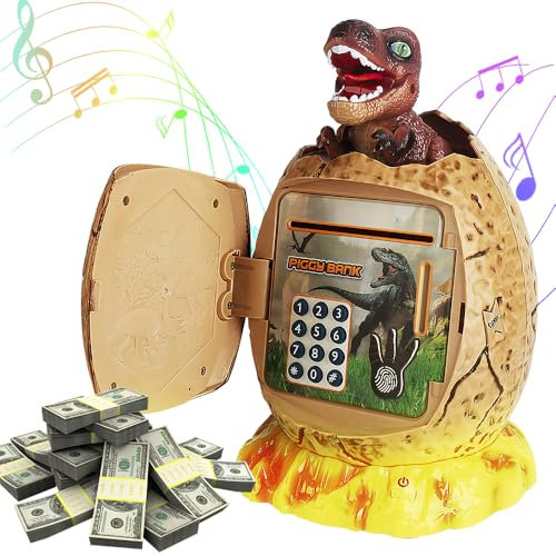 Dhqkqg Dinosaur Spardose Kinder, Dinosaur Piggy Bank,Dinosaurier Sparschwein Kinder,Dinosaurier Ei Kinder Safe Elektronische ATM Bank,Spardosen Für Kinder, Junge, Erwachsene, Geburtstagsgeschenk