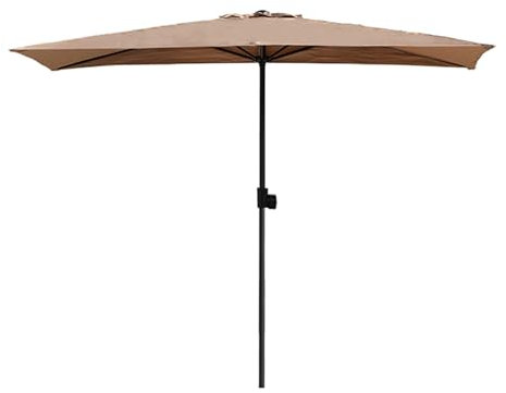 Parasol d'extérieur semi-rectangulaire pour balcon, porche, jardin et marché - Hauteur réglable - 250 x 130 cm - Kaki, kaki, 250x130cm