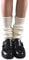 Yoisdtxc Women Girls Japanese Style Leg Warmer, Y2K Knit Boot Socks Solid Color Stripe Elastic Leg Cover, Lolita Style Protector (White, One Size)