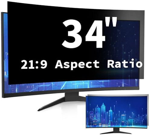 DEJIMAX Privacy Screen Protector for 34 Inch (86cm) Curved Monitors - 21:9 Ultrawide Anti-Spy Film with Anti-Glare & Blue Light Filter, HD Eye Care for Office, Home, Travel