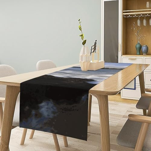 Tischläufer für Abendessen, Leinen, Bauernhaus-Tischdecke, Puerto Rico, Strand-Tischläufer, Erntedankfest, Tischdekoration, Tischdecke für Küche, Urlaub, Party, Bankett, 35,6 x 40,6 cm