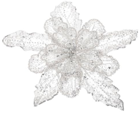 PATIKIL Handgefertigte Strass-Applikationen, Blumen-Spitzen-Patches mit Paillettenperlen zum Aufnähen von Kristall-Perlen-Spitzen-Applikationen für Hochzeitskleider, Silberton