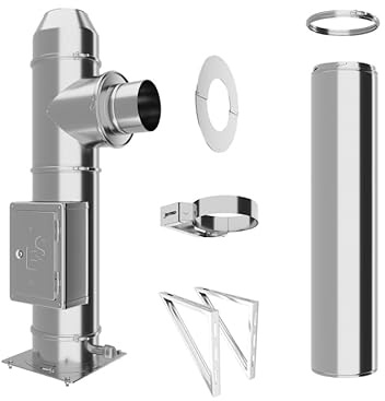 Edelstahlschornstein Bausatz in allen Längen und Durchmessern doppelwandiger Aussenkamin 25mm Isolierung 0,5mm Wandstärke Schrauberverschluss Kaminbausatz aus V4A Edelstahl (Ø 130mm, 2,2m)