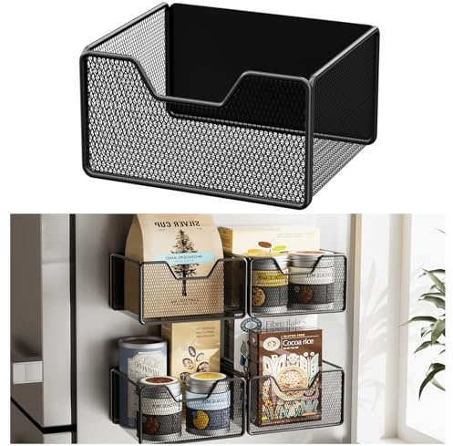 Restorgan Magnetic Basket Organizer Holder, 2 Pack Magnetic Shelf for Fridge, Kitchen Organization and Storage Fridge Shelves for Refrigerator Whiteboard Classroom