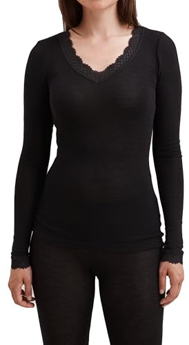 Dilling Damen Plus Size Merinowolle Seide Langarmshirt Baselayer temperaturregulierend atmungsaktiv