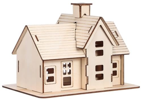 LRXIYODE Selbstgemacht Holzhaus Puzzle 3D Modellbau für Erwachsene Miniatur Puppenhaus Einfach Zusammenzubauen Dekorativ für Zuhause und Büro aus Holz Fördert Praktische Fähigkeiten
