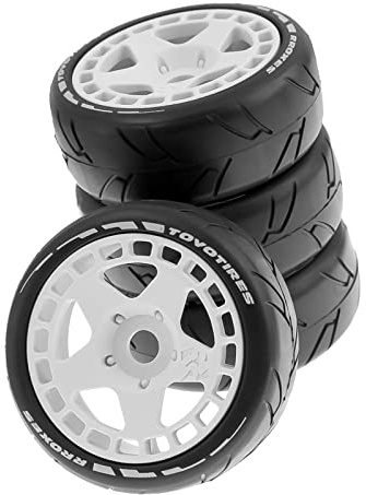 OJREEUB 4x RC Auto Nabe Rad Felge und Reifen 1:8 1:7 Gummi für RC Road Buggy Auto Weiß