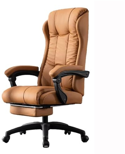 NMVAWIPT Chefsessel, Drehsessel Aus Mikrofaserleder Mit Einziehbarer Fußstütze, Höhenverstellbar(Orange)