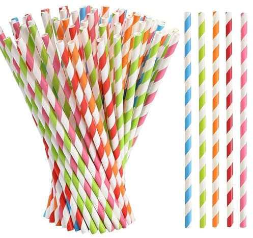 100 pajas de papel a rayas, para fiestas, bodas y ocasiones
