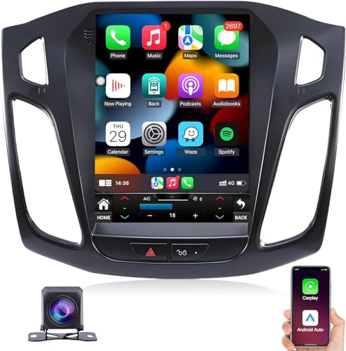 9.7 Pollici Autoradio per Ford Focus 2012-2018 con CarPlay/Android Auto,2G+32G GPS Bluetooth FM SWC Fotocamera di Riserva